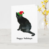 黒猫サンタクリスマスカード カード (黄色い花)