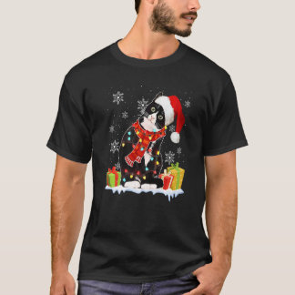 黒猫サンタ帽子 クリスマス ライト Xmas 女子 Tシャツ