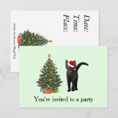 黒猫サンタ 招待状 (正面/裏面)