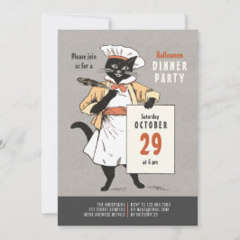 黒猫シェフヴィンテージハロウィンディナーCC1266 招待状