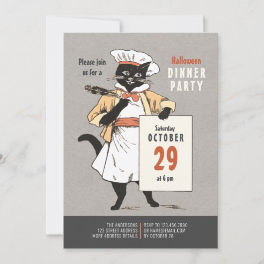 黒猫シェフヴィンテージハロウィンディナーCC1266 招待状 (正面)