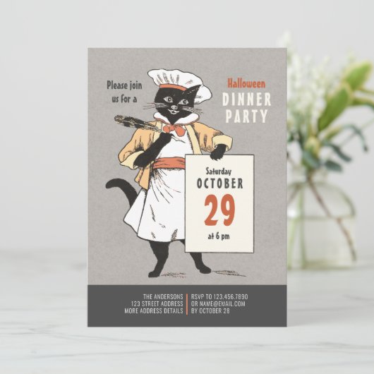 黒猫シェフヴィンテージハロウィンディナーCC1266 招待状 (スタンド正面)