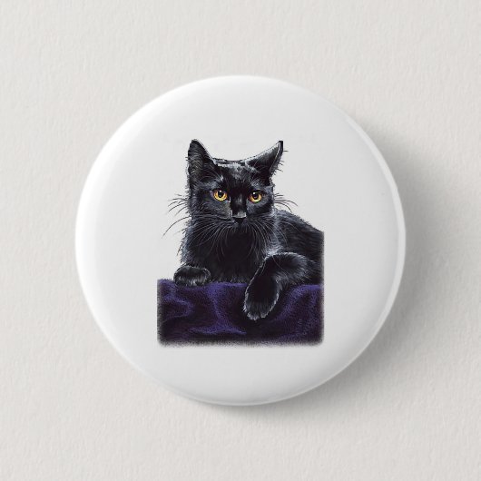 黒猫シャツ 缶バッジ (正面)