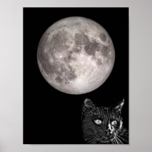 黒猫シャドー満月 ポスター
