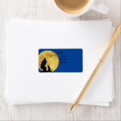 黒猫シルエットを満月の下で迎える魔女 ラベル (インサイチュ)