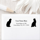 黒猫シルエットカスタム住所 シール (インサイチュ)
