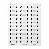 黒猫シルエットカスタム住所 シール (フルシート)