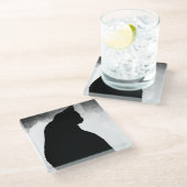 黒猫シルエットガラスコースター ガラスコースター (アングル)