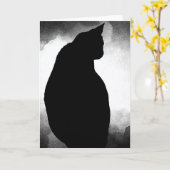 黒猫シルエットグリーティングカー空白のド(内側) カード (黄色い花)