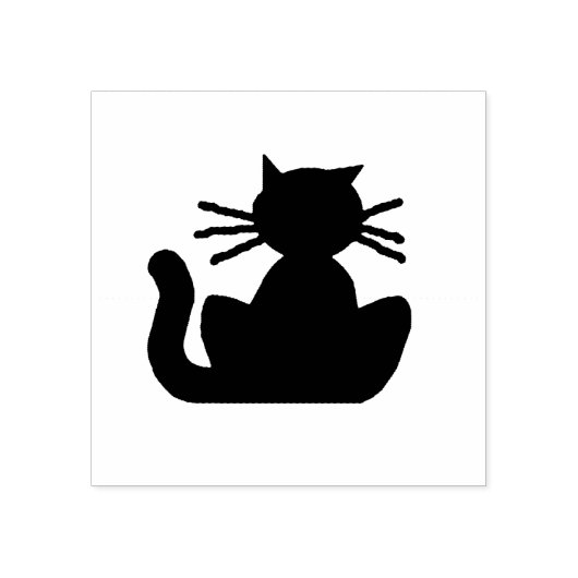 黒猫シルエットゴムスタンプ ラバースタンプ (インプリント)