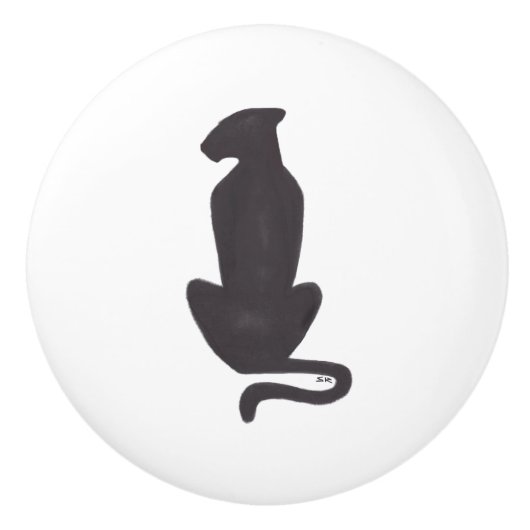 黒猫シルエットセラミックノブ セラミックノブ (正面)