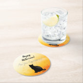 黒猫シルエットハロウィン ラウンドペーパーコースター (インサイチュ)