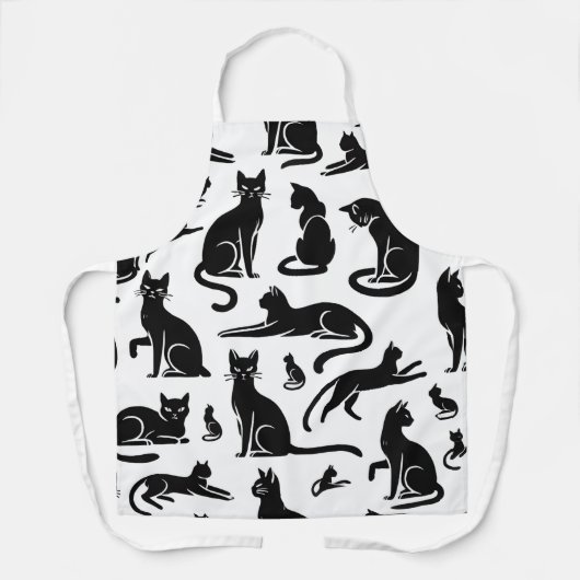 黒猫シルエットパターンエプロン エプロン (正面)