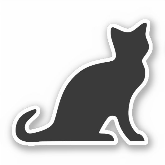 黒猫シルエットビニールのシール シール (正面)