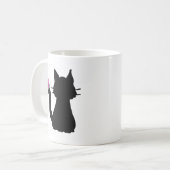 黒猫シルエットピンクバタフライ コーヒーマグカップ (正面左)