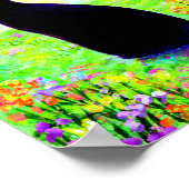 黒猫シルエットフラワークリエイションアート ポスター (角)