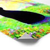 黒猫シルエットフラワークリエイションアート ポスター (角)