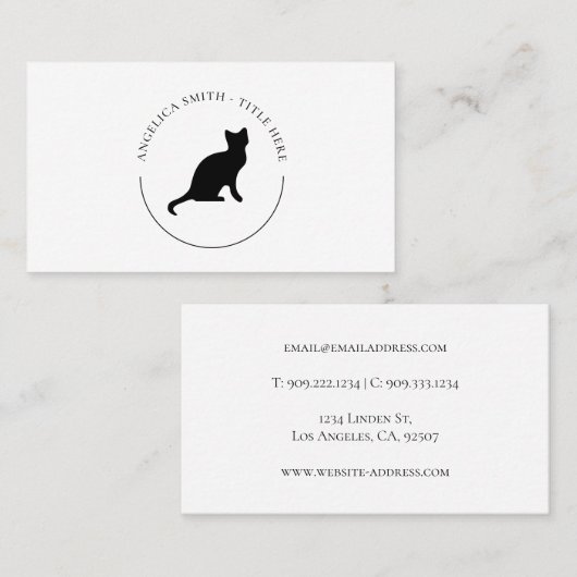 黒猫シルエットロゴ名刺 名刺 (正面/裏面)