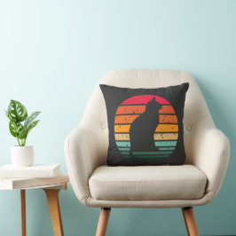 黒猫シルエット動揺してオンレインボー クッション