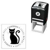黒猫シルエット戻りラベル セルフインキングスタンプ (インサイチュ)