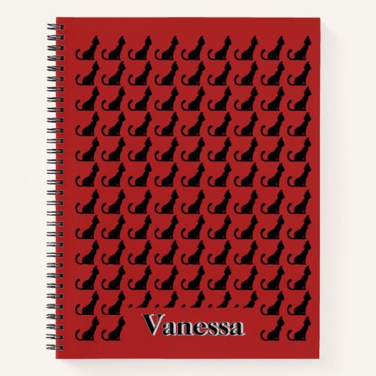 黒猫シルエット手帳 ノートブック (正面)