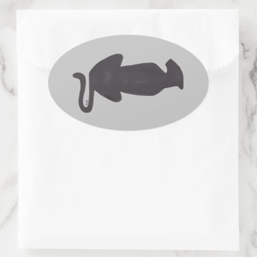 黒猫シルエット楕円シール 楕円形シール (バッグ)