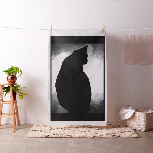 黒猫シルエット生地 ファブリック (インサイチュ)