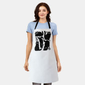 黒猫シルエット – かわいい猫デザイン エプロン (着用した状態)