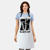 黒猫シルエット – かわいい猫デザイン エプロン (着用した状態)
