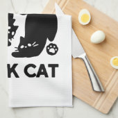 黒猫シルエット – かわいい猫デザイン キッチンタオル (四つ折り)