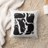 黒猫シルエット – かわいい猫デザイン クッション (ブランケット)