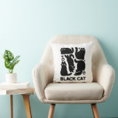 黒猫シルエット – かわいい猫デザイン クッション (椅子)