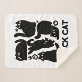 黒猫シルエット – かわいい猫デザイン シェルパブランケット (正面(横))