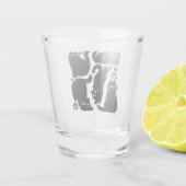 黒猫シルエット – かわいい猫デザイン ショットグラス (裏面)
