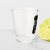 黒猫シルエット – かわいい猫デザイン ショットグラス (左)