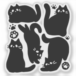 黒猫シルエット – かわいい猫デザイン シール