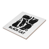 黒猫シルエット – かわいい猫デザイン タイル (側面)