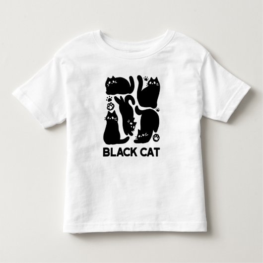 黒猫シルエット – かわいい猫デザイン トドラーTシャツ (正面)
