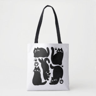 黒猫シルエット – かわいい猫デザイン トートバッグ