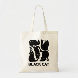 黒猫シルエット – かわいい猫デザイン トートバッグ
