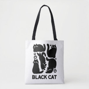 黒猫シルエット – かわいい猫デザイン トートバッグ