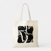 黒猫シルエット – かわいい猫デザイン トートバッグ (裏面)