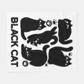 黒猫シルエット – かわいい猫デザイン フリースブランケット (正面(横))