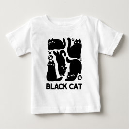 黒猫シルエット – かわいい猫デザイン ベビーTシャツ