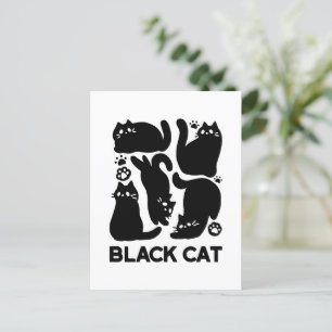 黒猫シルエット – かわいい猫デザイン ポストカード