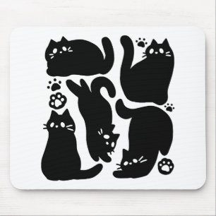 黒猫シルエット – かわいい猫デザイン マウスパッド