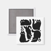 黒猫シルエット – かわいい猫デザイン マグネット (正面/裏面)