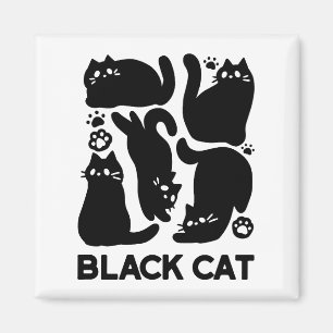 黒猫シルエット – かわいい猫デザイン マグネット