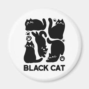 黒猫シルエット – かわいい猫デザイン マグネット