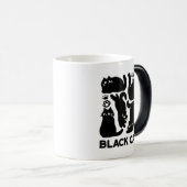 黒猫シルエット – かわいい猫デザイン モーフィングマグカップ (正面右)